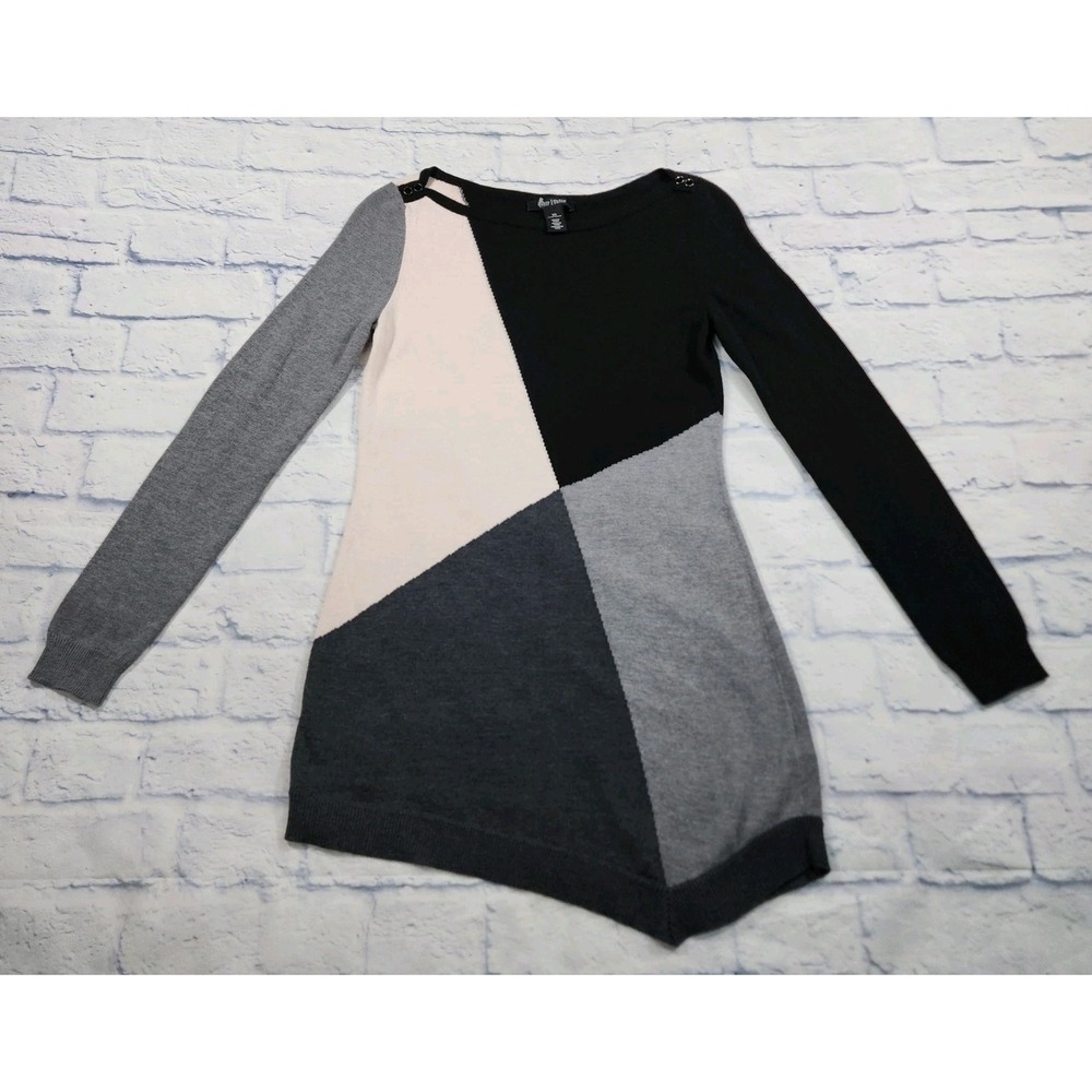 White House Black Market WOMENS SIZE XS Black Pink Gray Long Sweater Dress